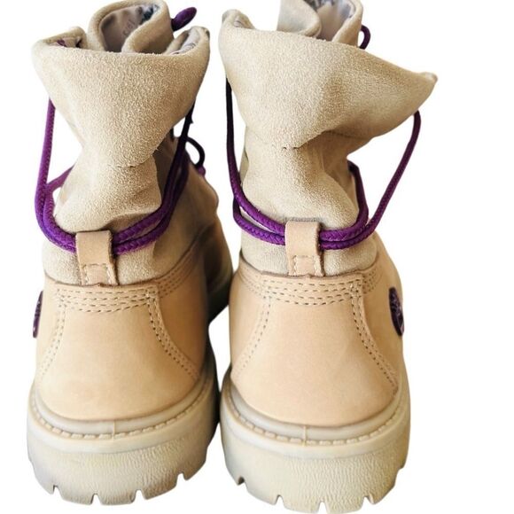 TIMBERLAND Womens Roll Top A21UK Beige Leather/Purple Lace Up Boots size 7. - Picture 9 of 10